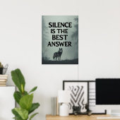 Silence Is The Best Answer – Wolf Head Motivationa Poster (Heimbüro)