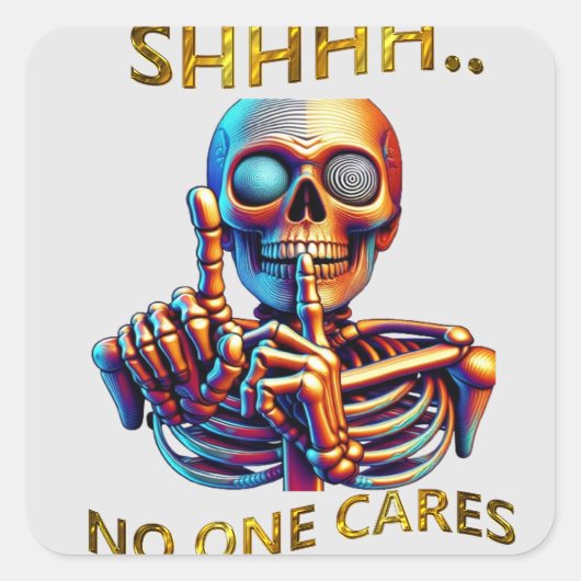 Silence Speaks Volumes Bunte Skelettbilder Quadratischer Aufkleber (Vorderseite)
