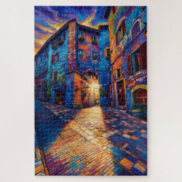 Silent Alley Colorful Assisi Art Jigsaw Puzzle
