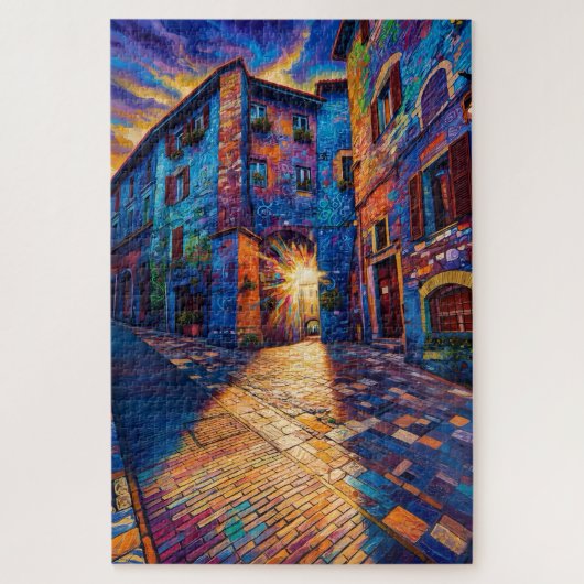 Silent Alley Colorful Assisi Art Jigsaw Puzzle (Vertikal)