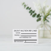Silent Auction Bid Card (White) BRITISH POUND Visitenkarte (Stehend Vorderseite)