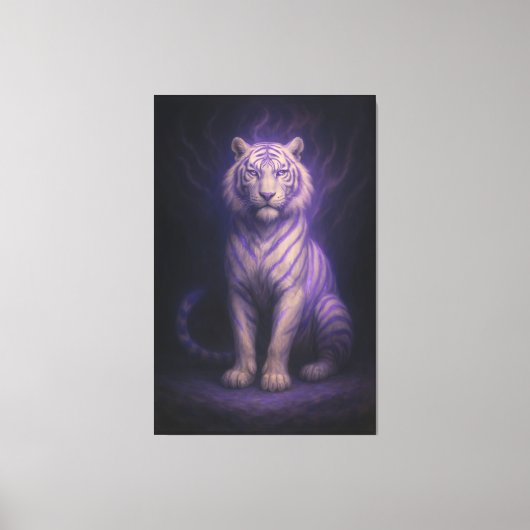 Silent Awakening White Tiger – Blue Spirit Core Leinwanddruck (Vorderseite)