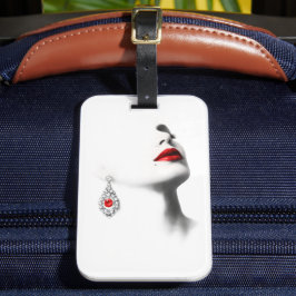 Silent Beauty – Monochrome Charcoal Art with Red  Gepäckanhänger