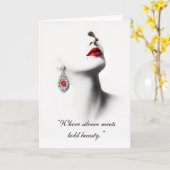 Silent Beauty – Monochrome Charcoal Art with Red Karte (Gelbe Blume)