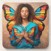 "Silent Butterfly Girl Hard Plastic Untersetzer" Getränkeuntersetzer (Vorderseite)