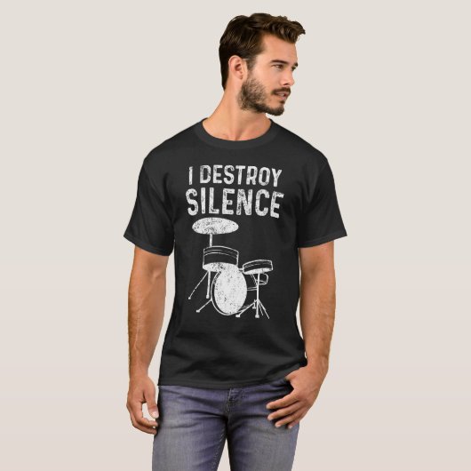 Silent Destroy Drum Kit Loud Drummers T-Shirt (Vorne ganz)