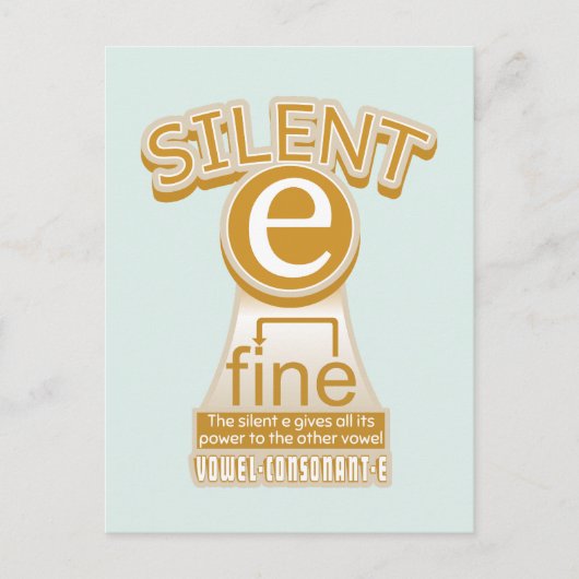 Silent E English Language Phonics Rule Postkarte (Vorderseite)