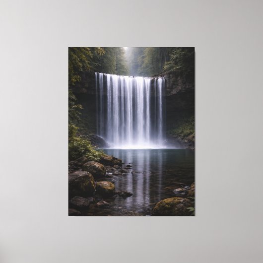Silent Forest Waterfall – Calm Nature Landscape Leinwanddruck (Vorderseite)