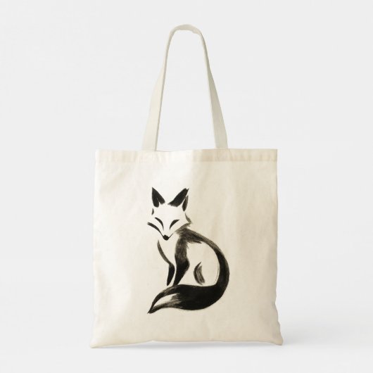 Silent Fox - Minimalistischer Pinsel auf Totbeutel Tragetasche (Rückseite)