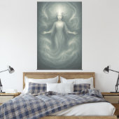 Silent Goddess of Pure Light – Ethereal White Aur Leinwanddruck (Insitu (Schlafzimmer))