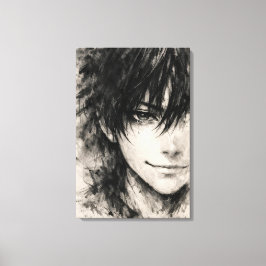 Silent Mask – Emotional Ink Portrait Canvas Print Leinwanddruck