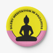SILENT Meditation in Progress & Buddha Mindfulness Pappteller (Vorderseite)