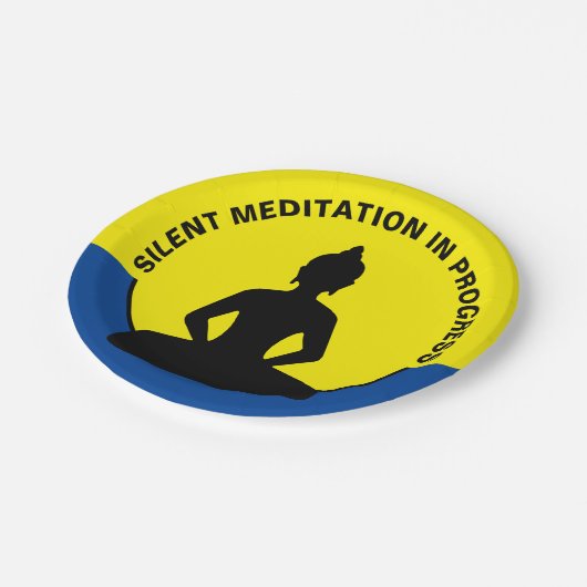 SILENT Meditation in Progress & Buddha Mindfulness Pappteller (Schrägansicht)