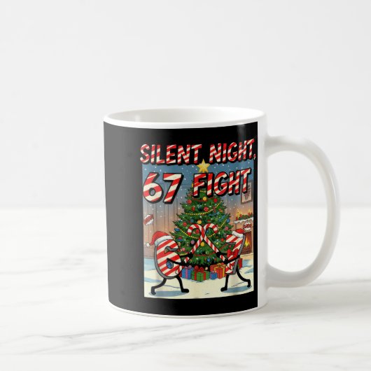 Silent Night 67 Fight Christmas Cartoon Tee Kaffeetasse (Rechts)