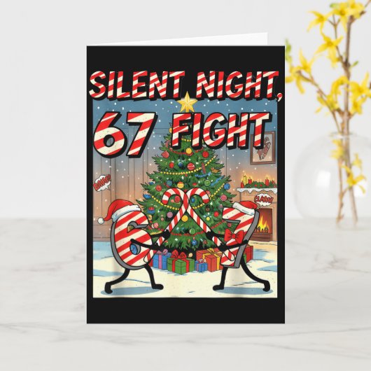 Silent Night 67 Fight Christmas Cartoon Tee Karte (Gelbe Blume)