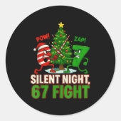 Silent Night 67 Fight Funny Christmas  Runder Aufkleber (Vorderseite)