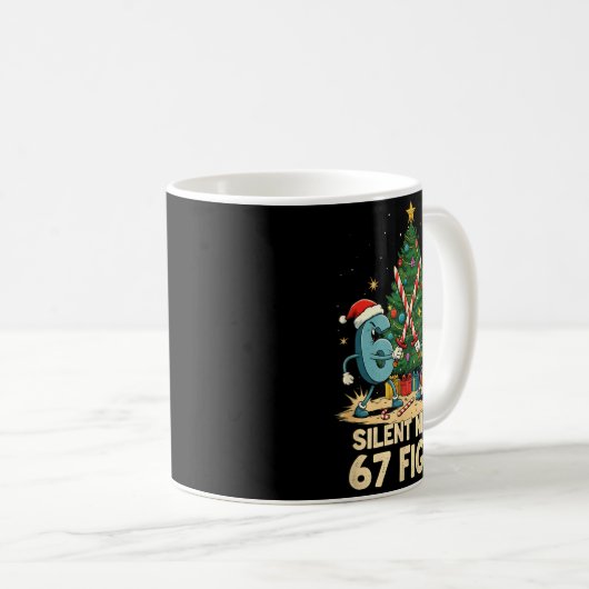 Silent Night 67 Fight Funny Christmas Tee Kaffeetasse (VorderseiteRechts)