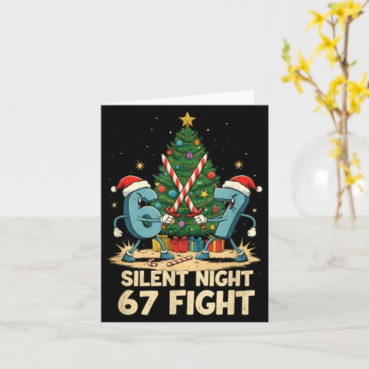 Silent Night 67 Fight Funny Christmas Tee Karte (Gelbe Blume)