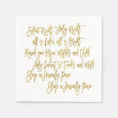 Silent Night Christmas Carol Texte Gold Script Serviette (Vorderseite)