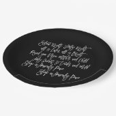 Silent Night Christmas Carol Texte White Black Pappteller (Schrägansicht)