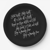 Silent Night Christmas Carol Texte White Black Pappteller (Vorderseite)