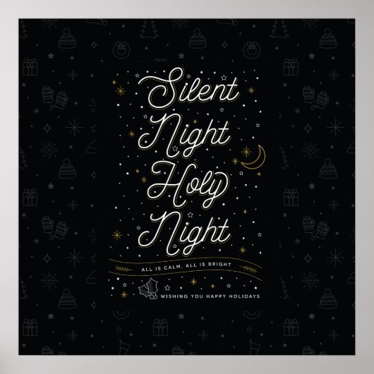 Silent Night Christmas Poster 24x24 / Black (Vorne)