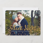 Silent Night Frohe Weihnachten Gold Tone Foto Card (Vorderseite)