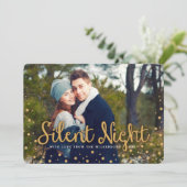 Silent Night Frohe Weihnachten Gold Tone Foto Card (Stehend Vorderseite)