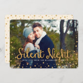 Silent Night Frohe Weihnachten Gold Tone Foto Card (Vorne/Hinten)