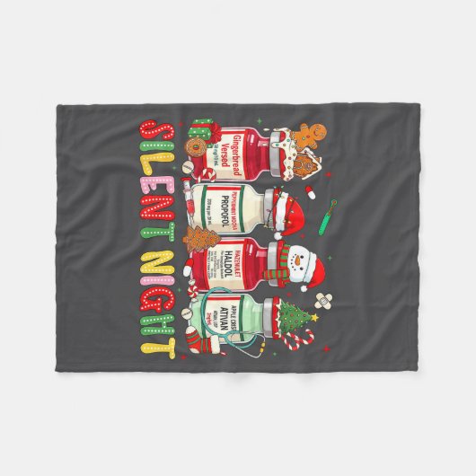 Silent Night Funny Nurse Christmas Design  Fleecedecke (Vorderseite (Horizontal))