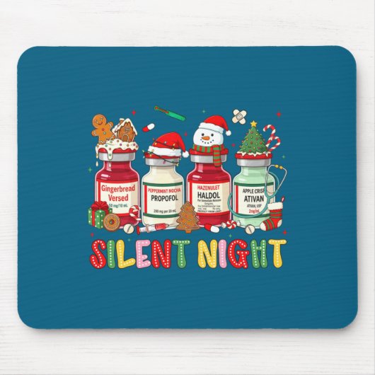 Silent Night Funny Nurse Christmas Design Long Sle Mousepad (Vorne)