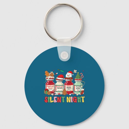 Silent Night Funny Nurse Christmas Design Long Sle Schlüsselanhänger (Vorderseite)