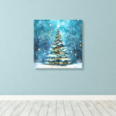 Silent Night Glow Bright Christmas Forest Tree Leinwanddruck (Insitu (Holzboden))