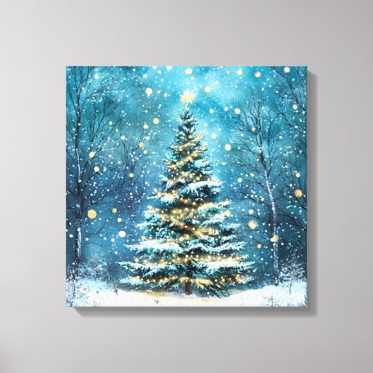 Silent Night Glow Bright Christmas Forest Tree Leinwanddruck (Vorderseite)