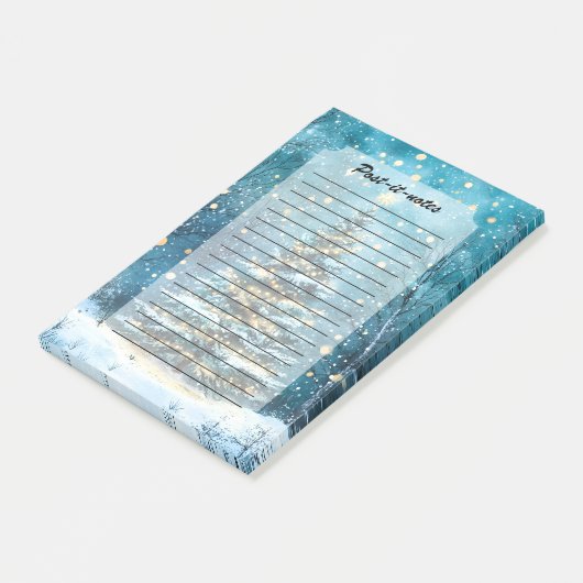 Silent Night Glow Bright Christmas Forest Tree Post-it Klebezettel (angewinkelt)