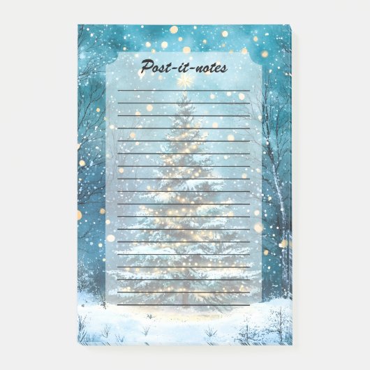 Silent Night Glow Bright Christmas Forest Tree Post-it Klebezettel (Vorderseite)