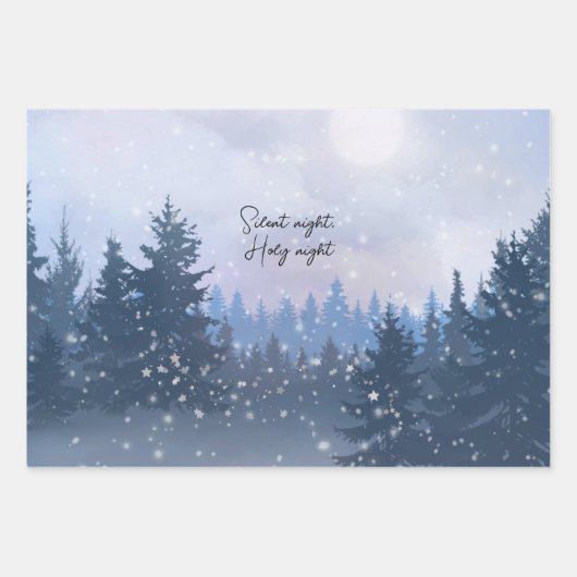 Silent Night Heilige Nacht Magic Winter Illustrati Geschenkpapier Set (Vorderseite 3)