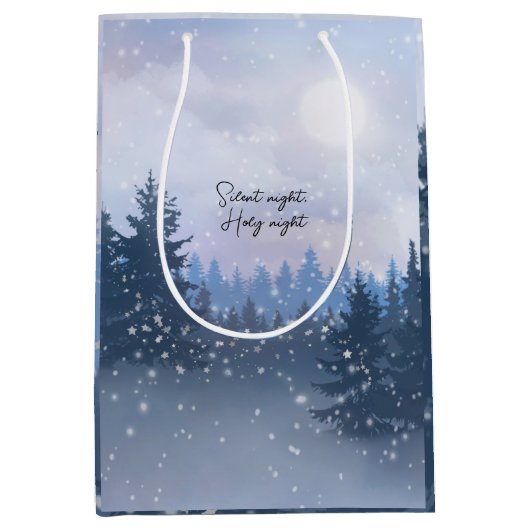 Silent Night Heilige Nacht Magic Winter Illustrati Mittlere Geschenktüte (Vorderseite)
