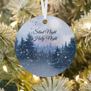 Silent Night Heilige Nacht Magic Winter Illustrati Ornament Aus Metall
