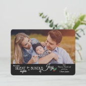 Silent Night Holiday Foto Geburtshinweis Einladung (Stehend Vorderseite)