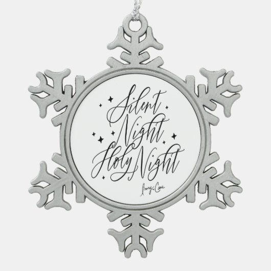 Silent Night Holy Night Christmas Schneeflocken Zinn-Ornament (Vorderseite)