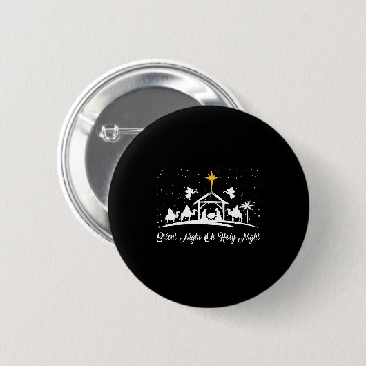 Silent Night Holy Night Nativity Scene Christian C Button (Vorne & Hinten)