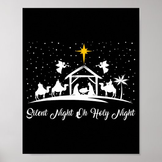 Silent Night Holy Night Nativity Scene Christian C Poster (Vorne)