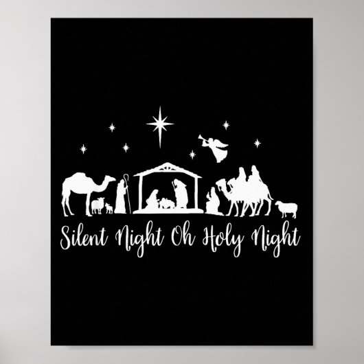 Silent Night Holy Night Nativity Scene Religious C Poster (Vorne)