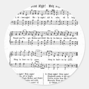 SILENT NIGHT HOLY NIGHT SHEET MUSIC CHRISTMAS SONG RUNDER AUFKLEBER