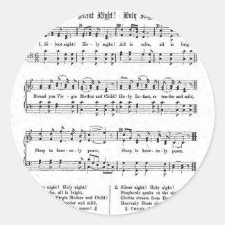 SILENT NIGHT HOLY NIGHT SHEET MUSIC CHRISTMAS SONG RUNDER AUFKLEBER