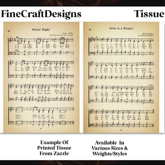 Silent Night & Manager Sheet Music DU9F Decoupage Seidenpapier