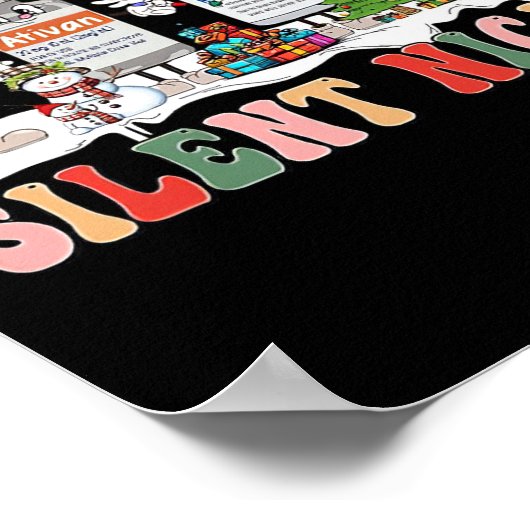 Silent Night Merry Christmas Nurse Pills Pharmacis Poster (Ecke)