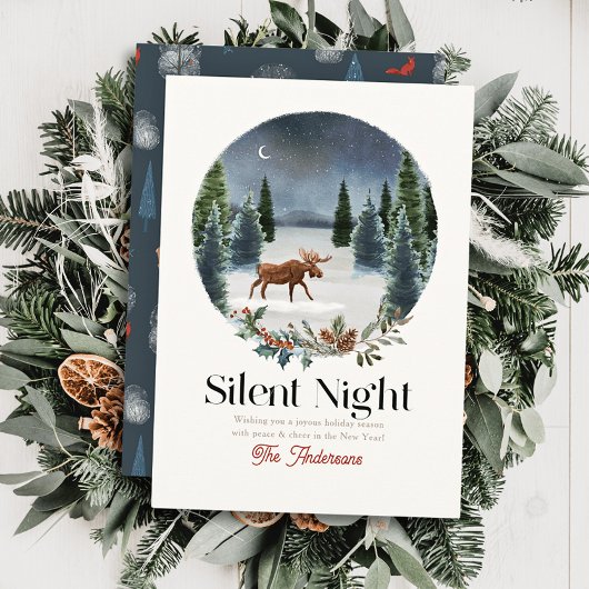 Silent Night Moose Winterscape Weihnachten