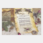 Silent Night Music Poinsettia Set Wrapping Paper Geschenkpapier Set (Vorderseite)